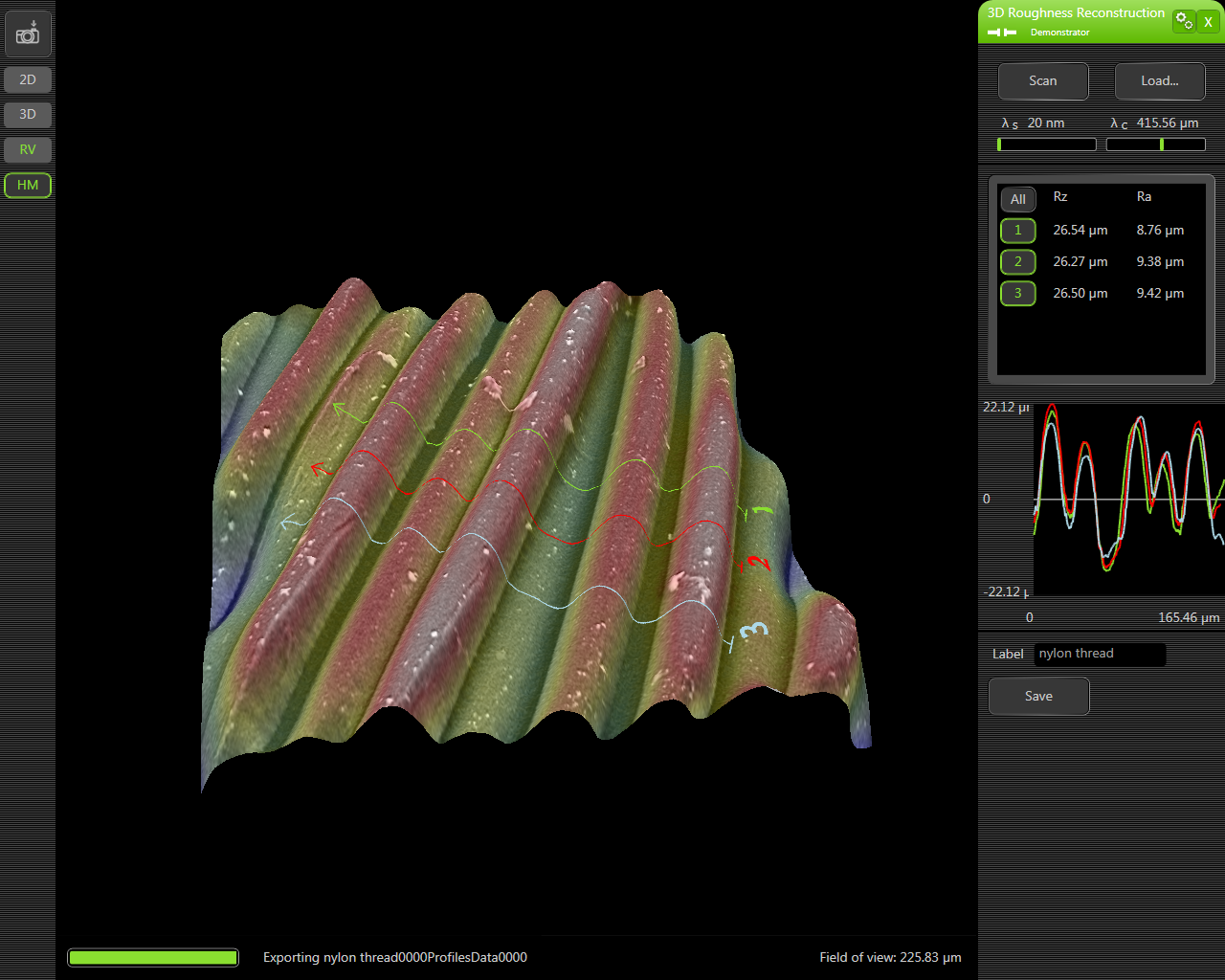 3D roughness reconstruction of nylon strands using the Phenom SEM