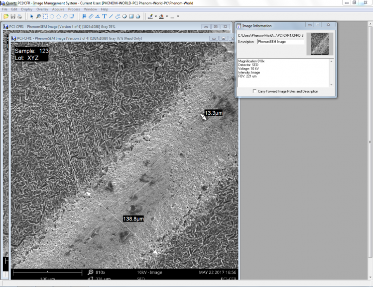 使用Phenom扫描电子显微镜处理后的加密签名PDF文件