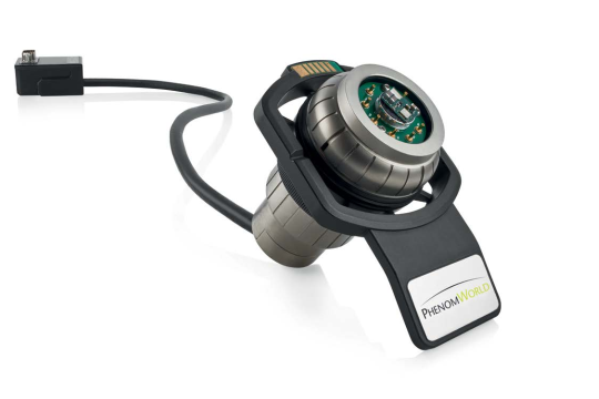 Electrical feedthrough sample holder for Phenom tabletop SEM